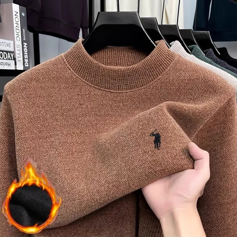 2025 autumn and winter comfortable high-end men sweater fashion brand embroidery business casual versatile warm long sleeved top