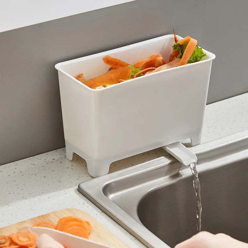 Kitchen Waste Bin with Filter for Food Residue and Soup, Sink-side Recycling Bin