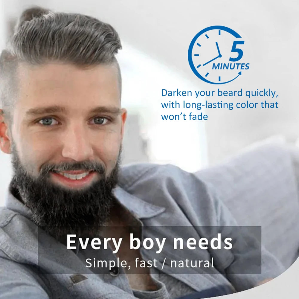1Sets 3 Minutes Black Beard Dye Cream With Comb 80ml Rosemary Natural Black Beard Dye Shampoo Pure Instant Hair Dye Cream