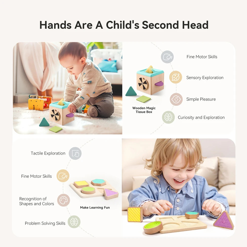 Montessori Wooden Toys Set Exercise The Hand-Eye Coordination Logic Ability Of Children Months 9-12Early Childhood Games Gifts