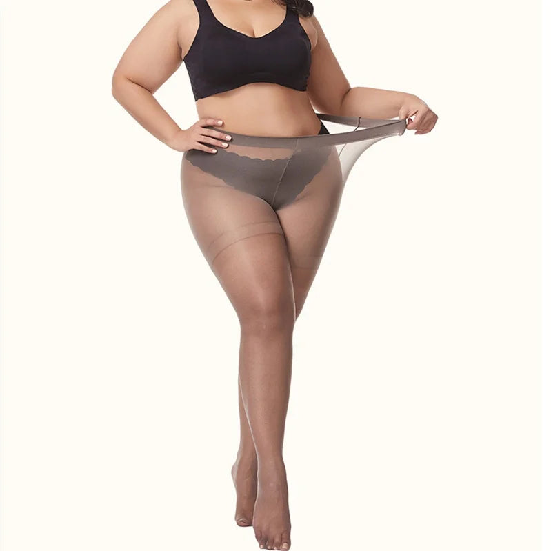 Plus Big Size Sexy Sheer Black Tights Stocking High Waist Pantyhose for Oversize Women XXXL Night Club Party Office Street Wear