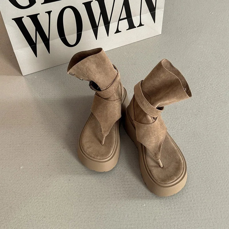 Women's Sandals Summer Fashion Bohemian Platform Sandals Hollow Out Ort Tube Pants Women Boots Retro Roman Boots Sandalias Mujer