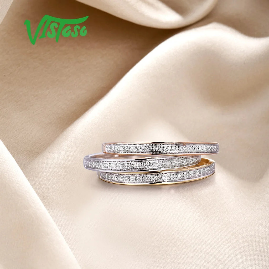 VISTOSO Genuine 14K White/Yellow/Rose Gold Rings For Women Simple Style Eternal Diamond Ring Engagement Anniversary Fine Jewelry