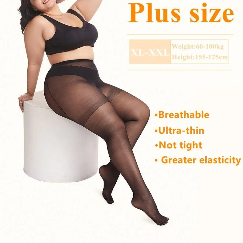 Plus Big Size Sexy Sheer Black Tights Stocking High Waist Pantyhose for Oversize Women XXXL Night Club Party Office Street Wear