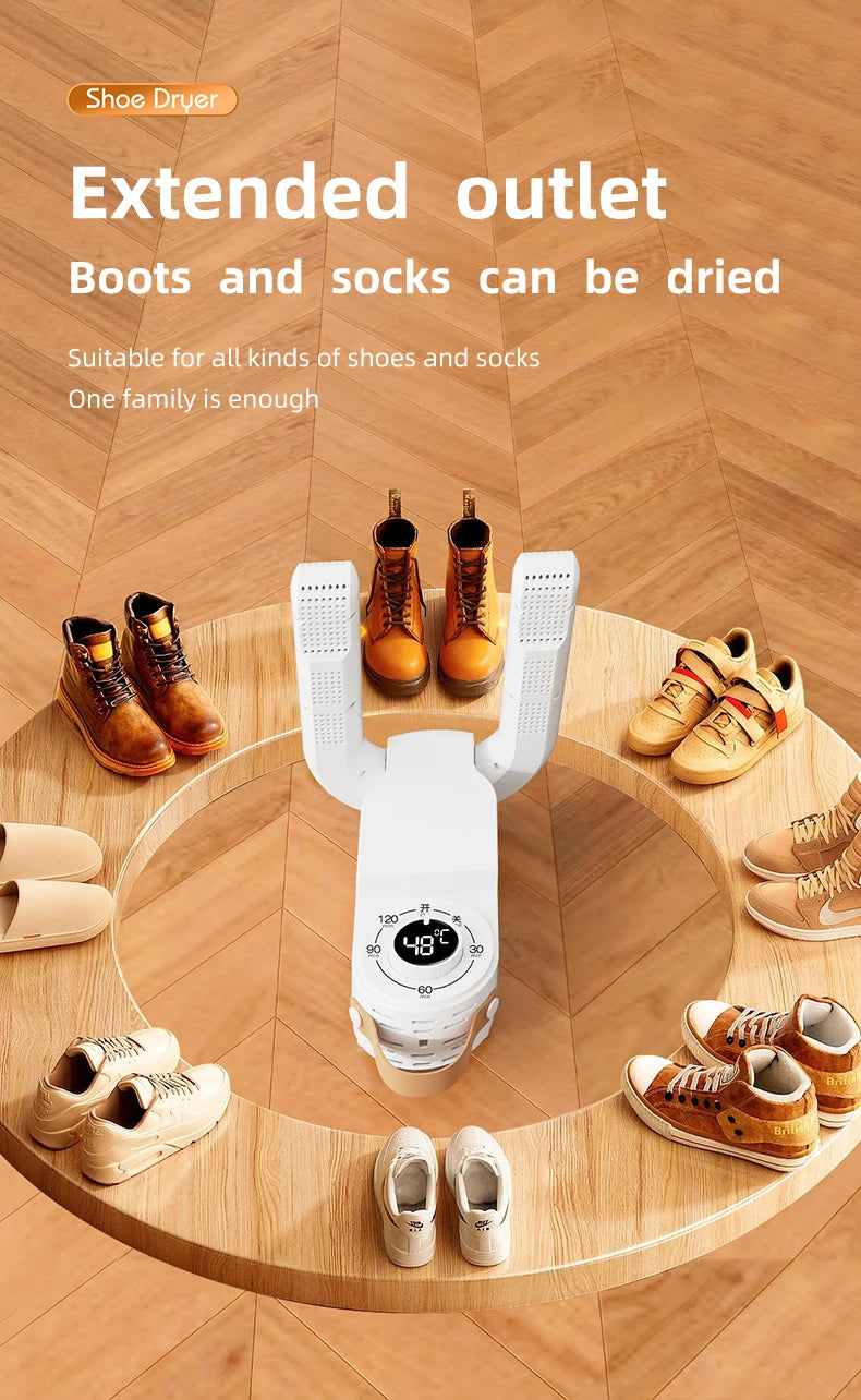 Household Shoe Warmer Heater Quick Drying Deodorizing Sterilizing Shoe Dryer Intelligent Timer Shoe Dryer Adjustable Dryer