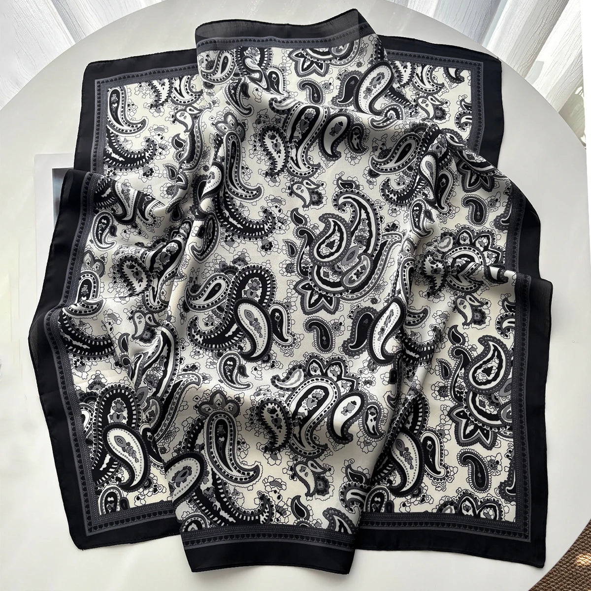 Silk Feeling Square Scarf Women Fashion Paisley Neckerchief Bandana Shawl Scarves Wrap Head Kerchief Hair Band Lady Ties