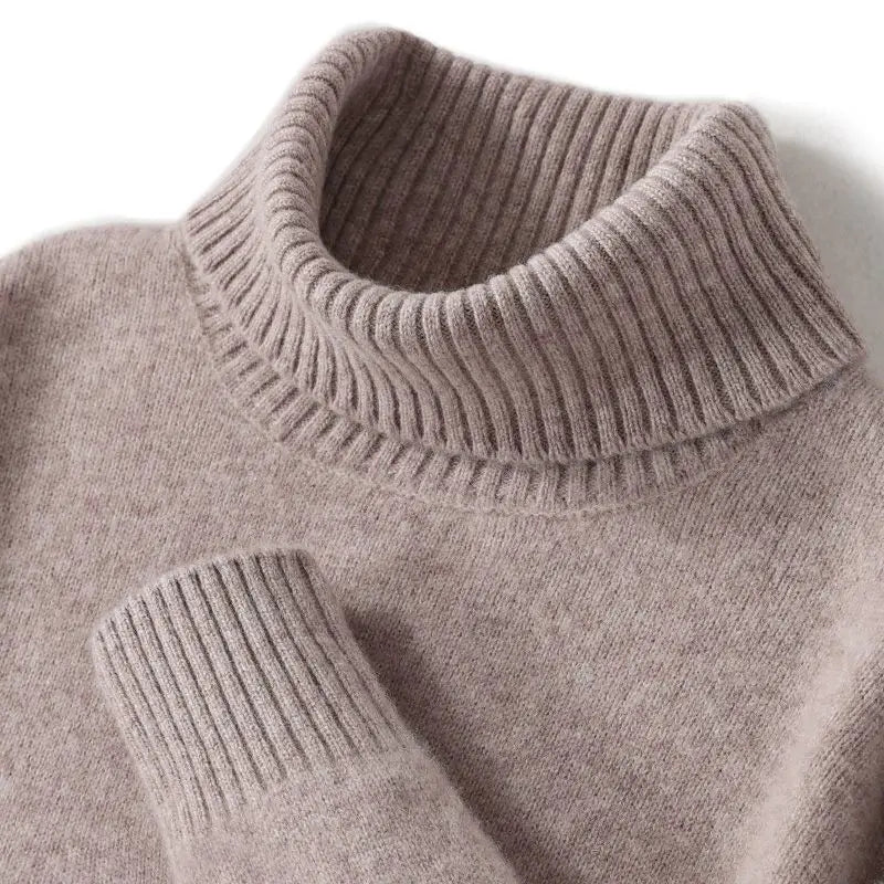 High-neck Men's 100% Pure Cashmere Sweater Autumn Winter Thick and Loose Knitted High-end Base Layer Men's All-cashmere Sweater