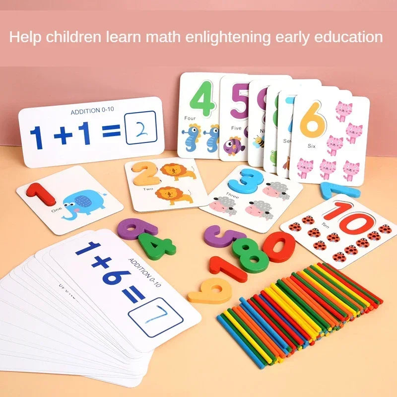 Montessori Math Toys For Children Kids Early Educational Toys Counting Wooden Sticker Kids Number Cognition Birthday Gift