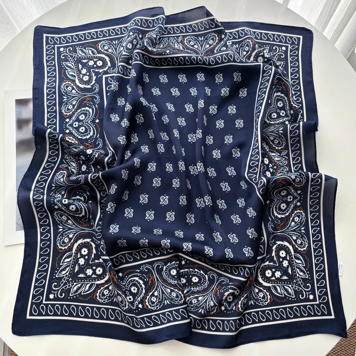 Silk Feeling Square Scarf Women Fashion Paisley Neckerchief Bandana Shawl Scarves Wrap Head Kerchief Hair Band Lady Ties