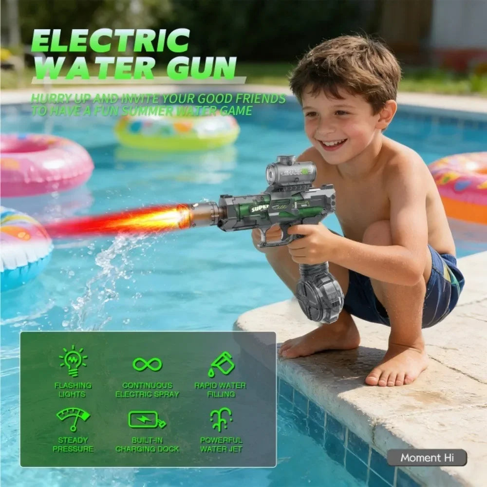 Powerful Electric Water Gun Full Continuous Shooting with Sensor Led Lights Outdoor Beach Water Battle Game for Children