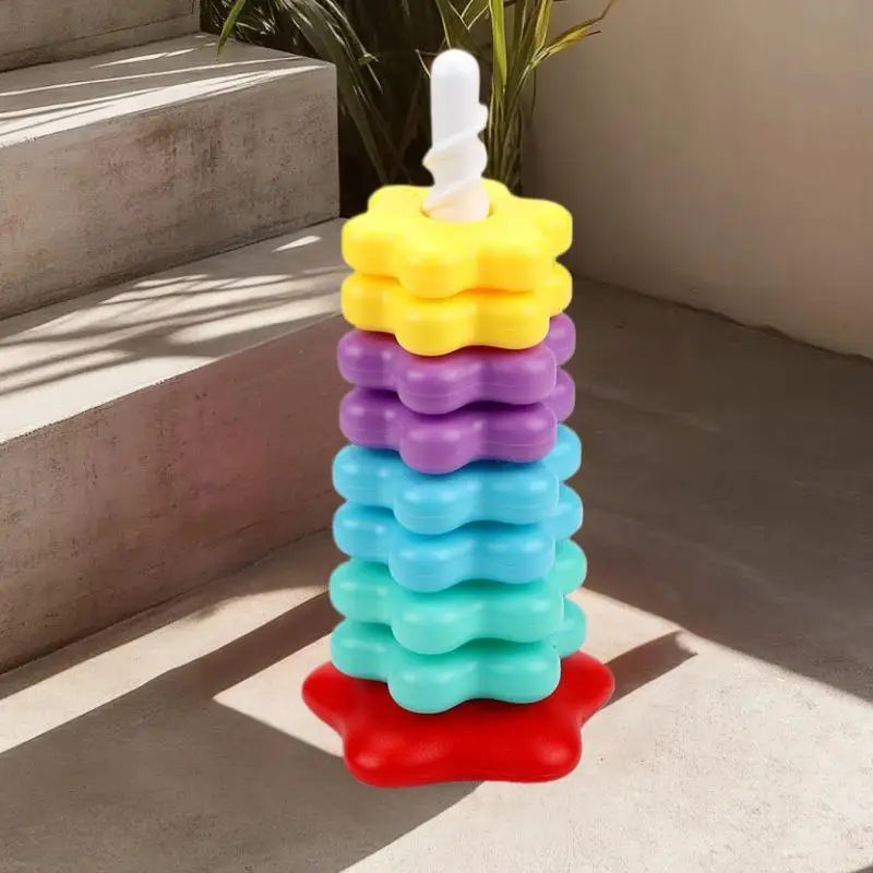 Montessori Baby Tower Game; Spinning and Stacking Rainbow Puzzle; Motor Skill Development; Kids Gift