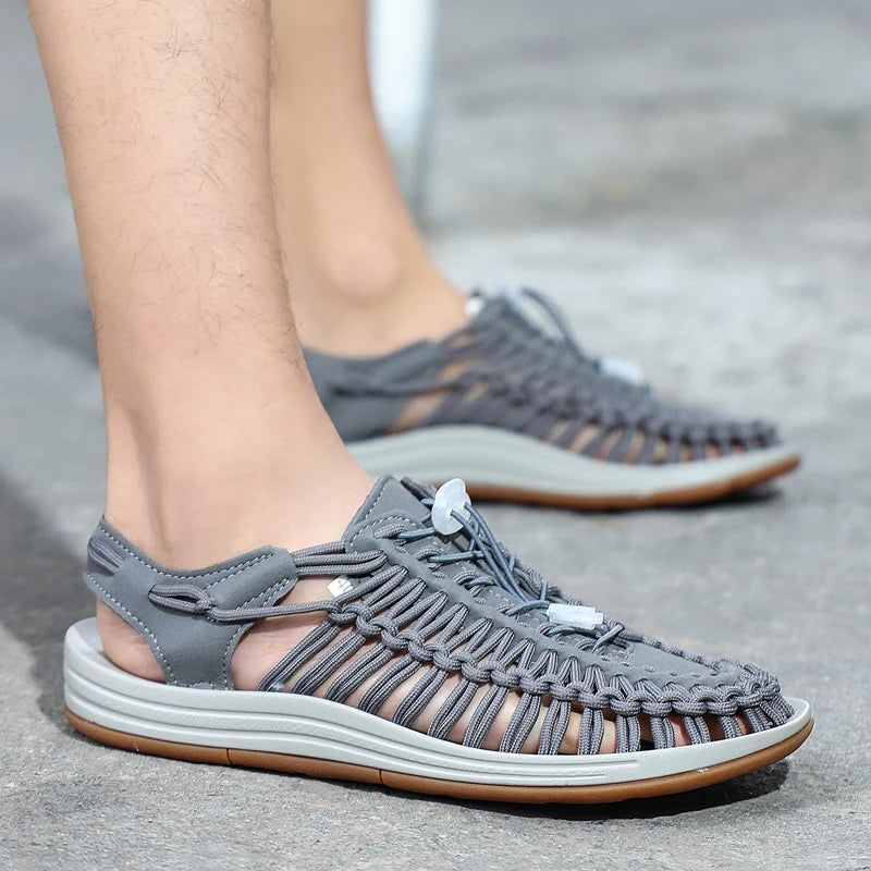 Men Sandals Summer Weave Shoes Boys Sandal Mens Sandles Outdoor Breathable Comfort Slip On Plus Big Size 45 46 Sandalias Hombre