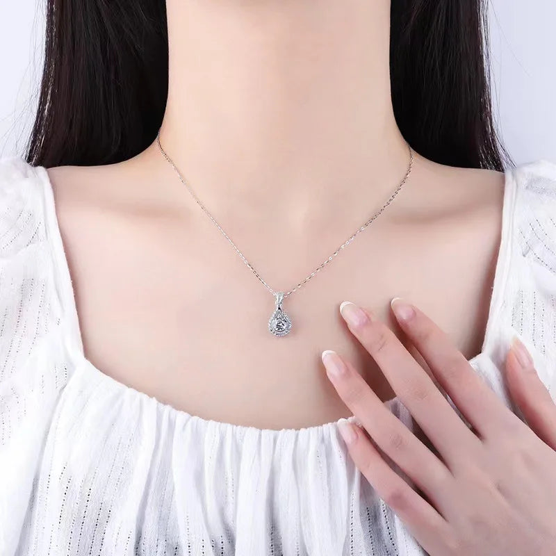 Necklace for Woman Wedding Fine Jewely with 925 Sterling Sliver Plated 18k White Gold Necklace