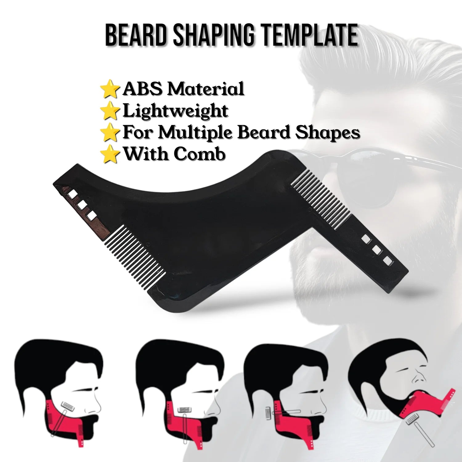 Gracemen Beard Kit - 6 in 1 Grooming Set for Men - Beard Template & Brush & Comb & Case & Straight Razor & Scissors & Travel Bag