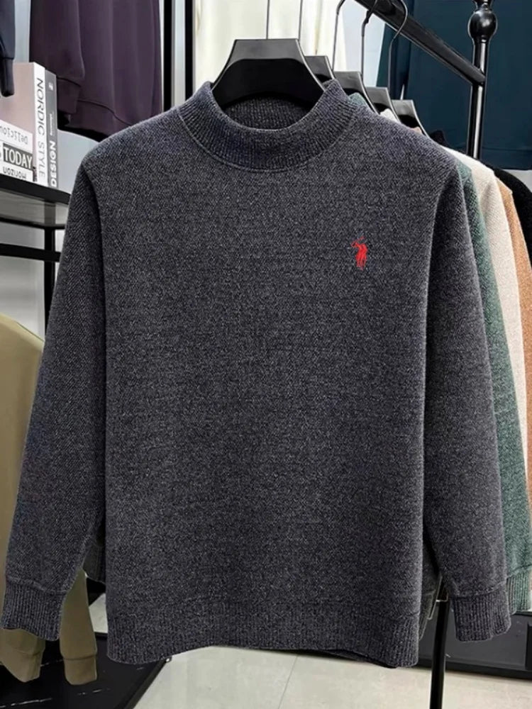 2025 autumn and winter comfortable high-end men sweater fashion brand embroidery business casual versatile warm long sleeved top