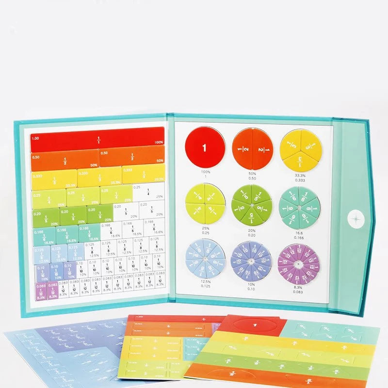 Montessori Magnetic Fraction Learning Math Toys Montessori Arithmetic Teaching Aids Wooden Book Educational Toys for Children