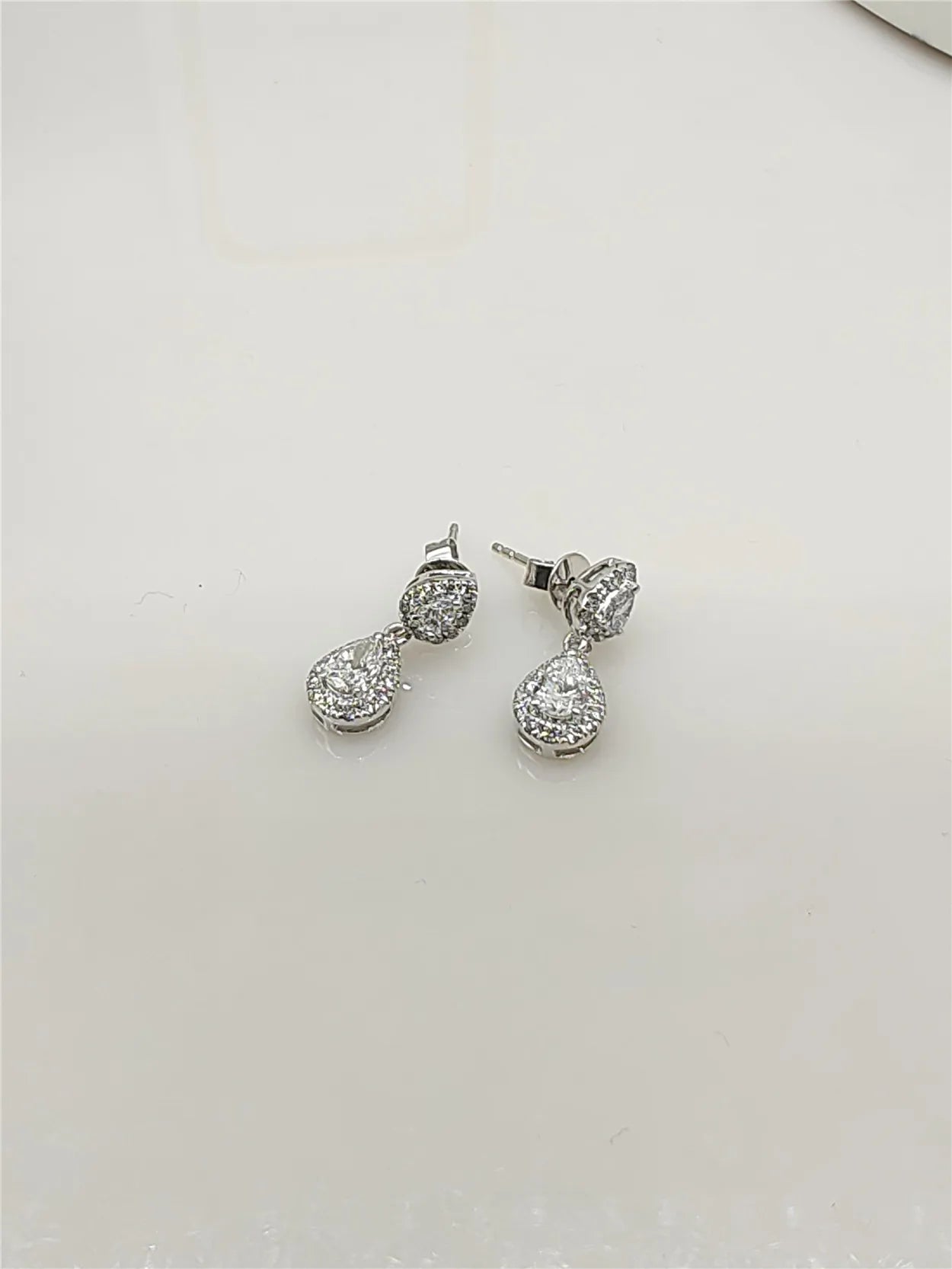 14K Gold Lab-Grown Diamond Two-Stone Drop Earrings, Pear-Cut 0.5CT Diamond Earrings, Fine Jewelry Customization Wholesale