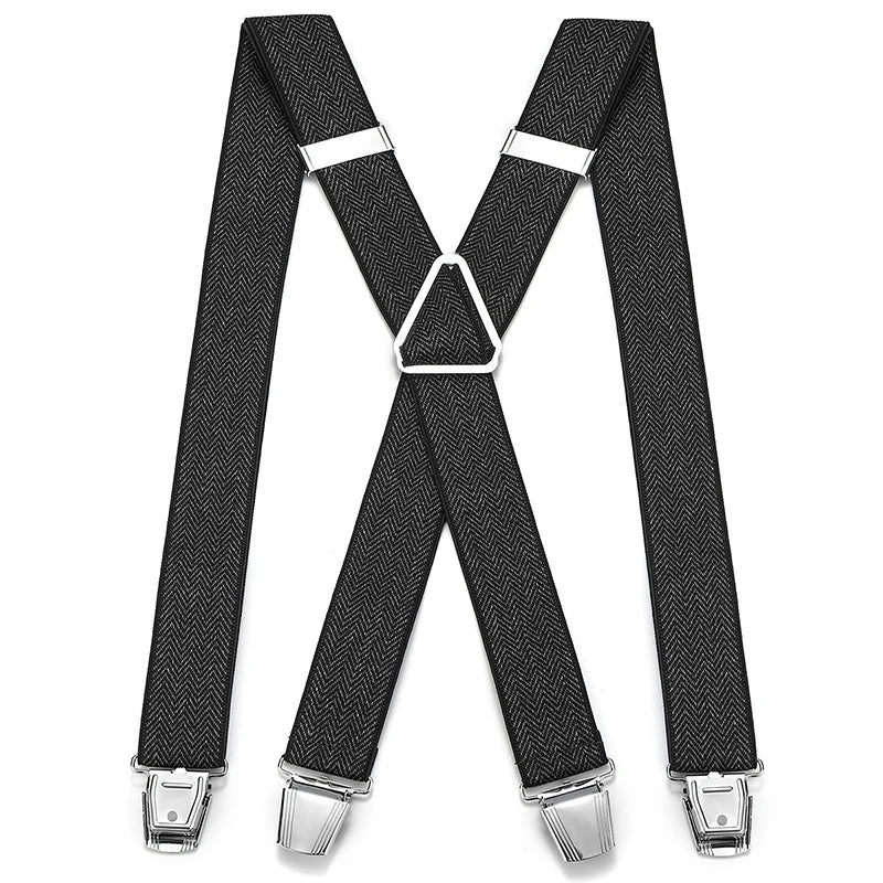 British High-End Adult Trousers with Elastic Anti-Slip Adjustable Suspenders