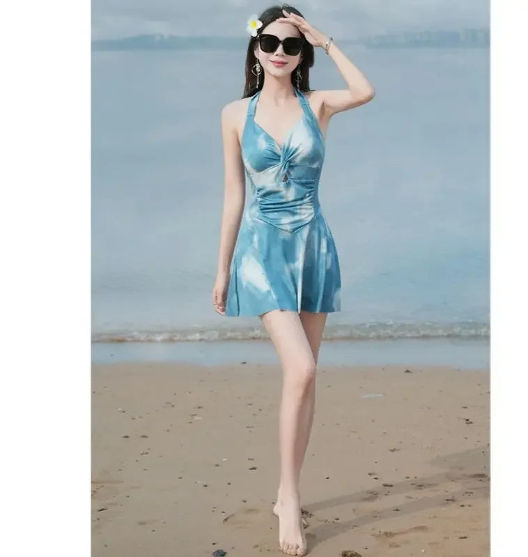 New Swimsuit Women One-piece Boxer-angle Conservative Slim Belly Covering Sexy Pure Desire Hot Spring Plus Size Swimsuit Women
