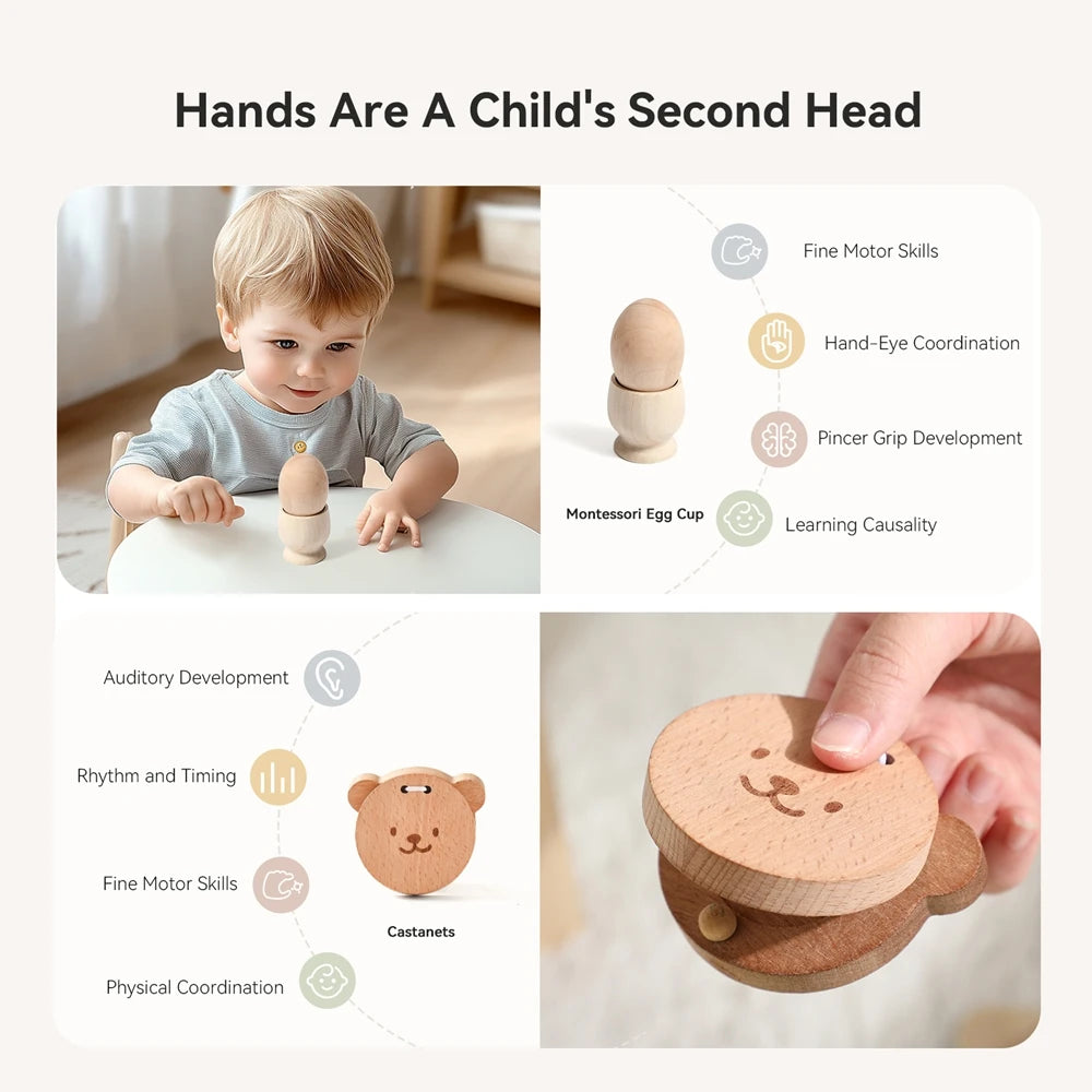 8pc Baby 0 12 Months Toy Wooden Montessori Toy Children Creative Games Toy Kids Early Education Hand Brain Sense Toys Sets Gift