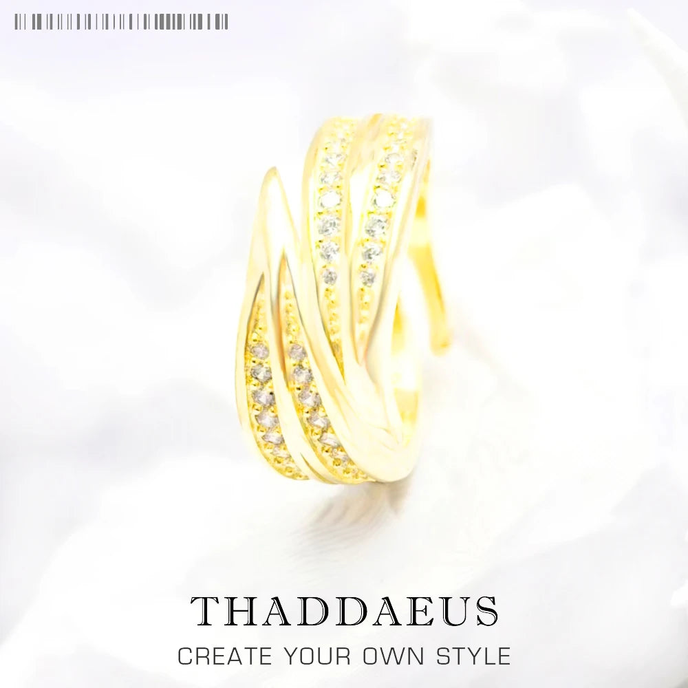 Ring Leaves Europe Style Fine Jewerly For Women Brand New Trendy Gift In Pure 925 Sterling Silver
