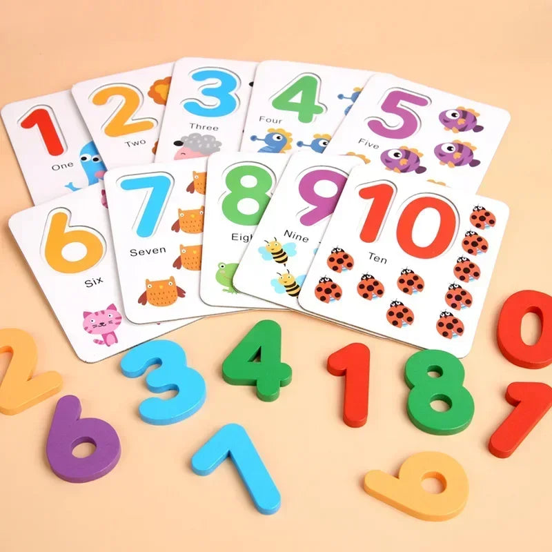 Montessori Math Toys For Children Kids Early Educational Toys Counting Wooden Sticker Kids Number Cognition Birthday Gift