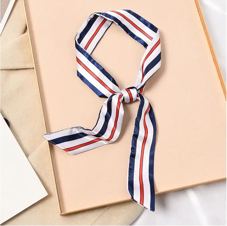 Skinny Silk Scarf Hair Strip Silk Ribbon Small Neck Scarves Bag Handle Ribbon Scarf Kerchief Ladies Ribbon Hair Band Small Scarf