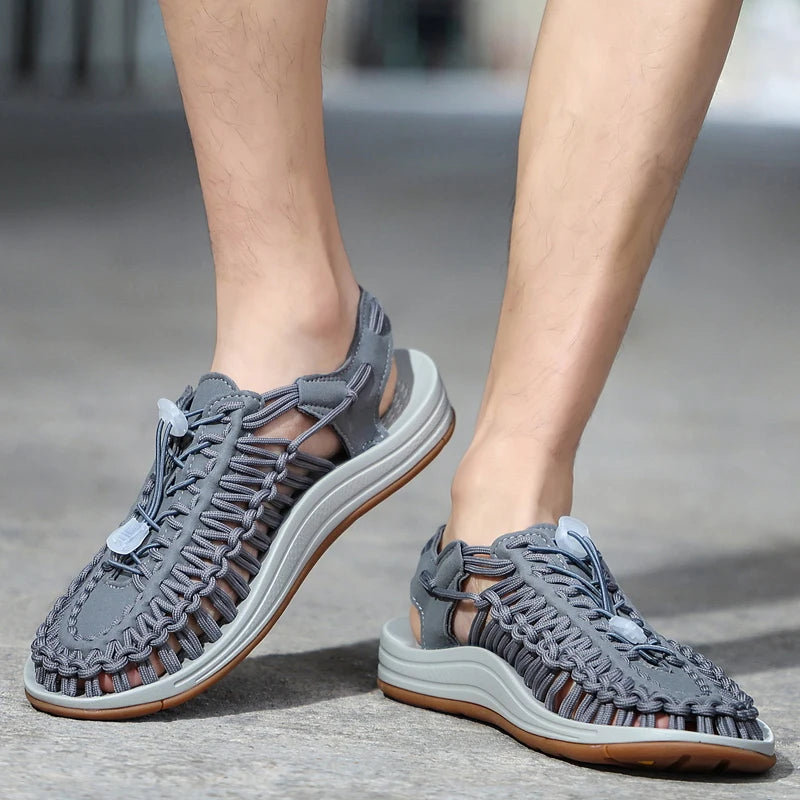 Men Sandals Summer Weave Shoes Boys Sandal Mens Sandles Outdoor Breathable Comfort Slip On Plus Big Size 45 46 Sandalias Hombre