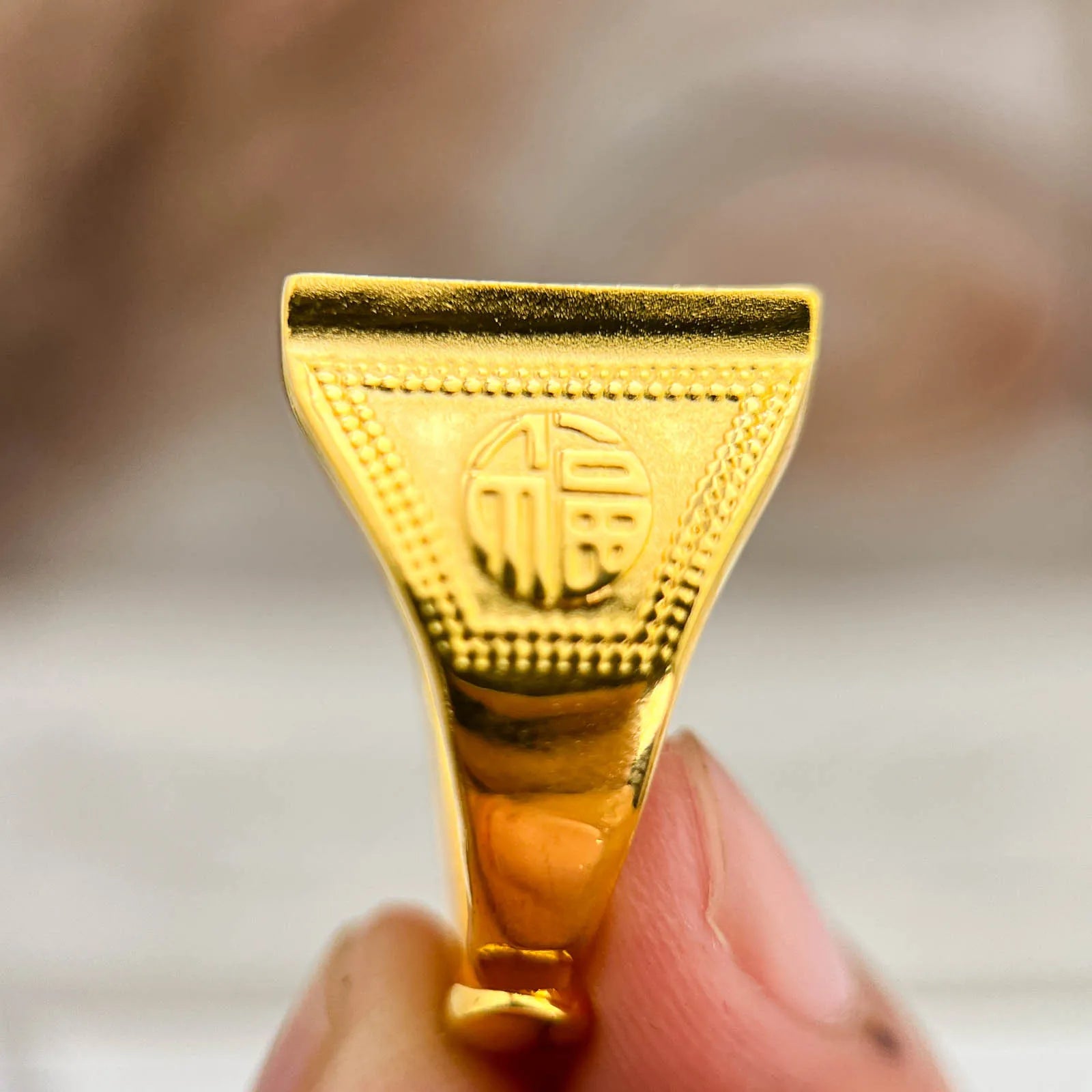 Luxury 24K 9999 Pure Gold real gold Money Ring Men's Square Ring