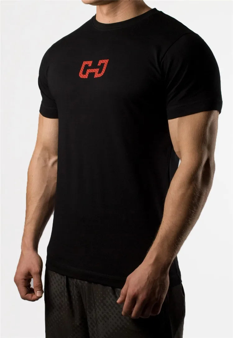 Men's Fashion T Shirt Men Tops Summer Fitness Bodybuilding Clothes Muscle Male Shirts Cotton Slim Fit Tees