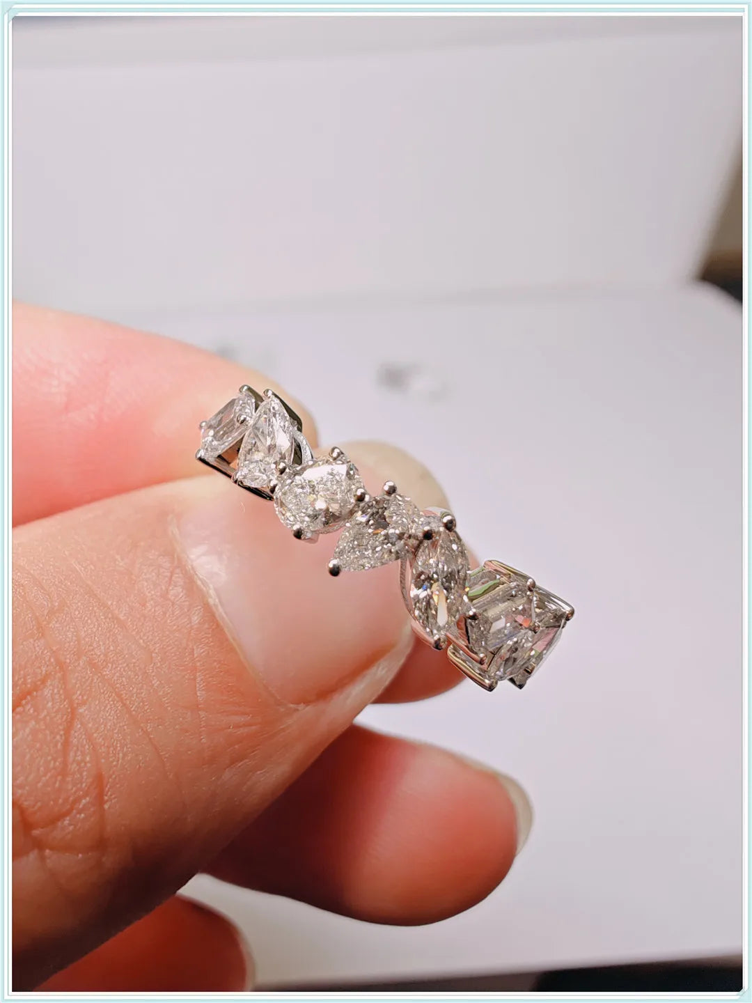 18K Gold Ring Grow Diamond CVD Lab Grow Diamond HPHT shaped diamond row ring couples wedding ring Female factory wholesale