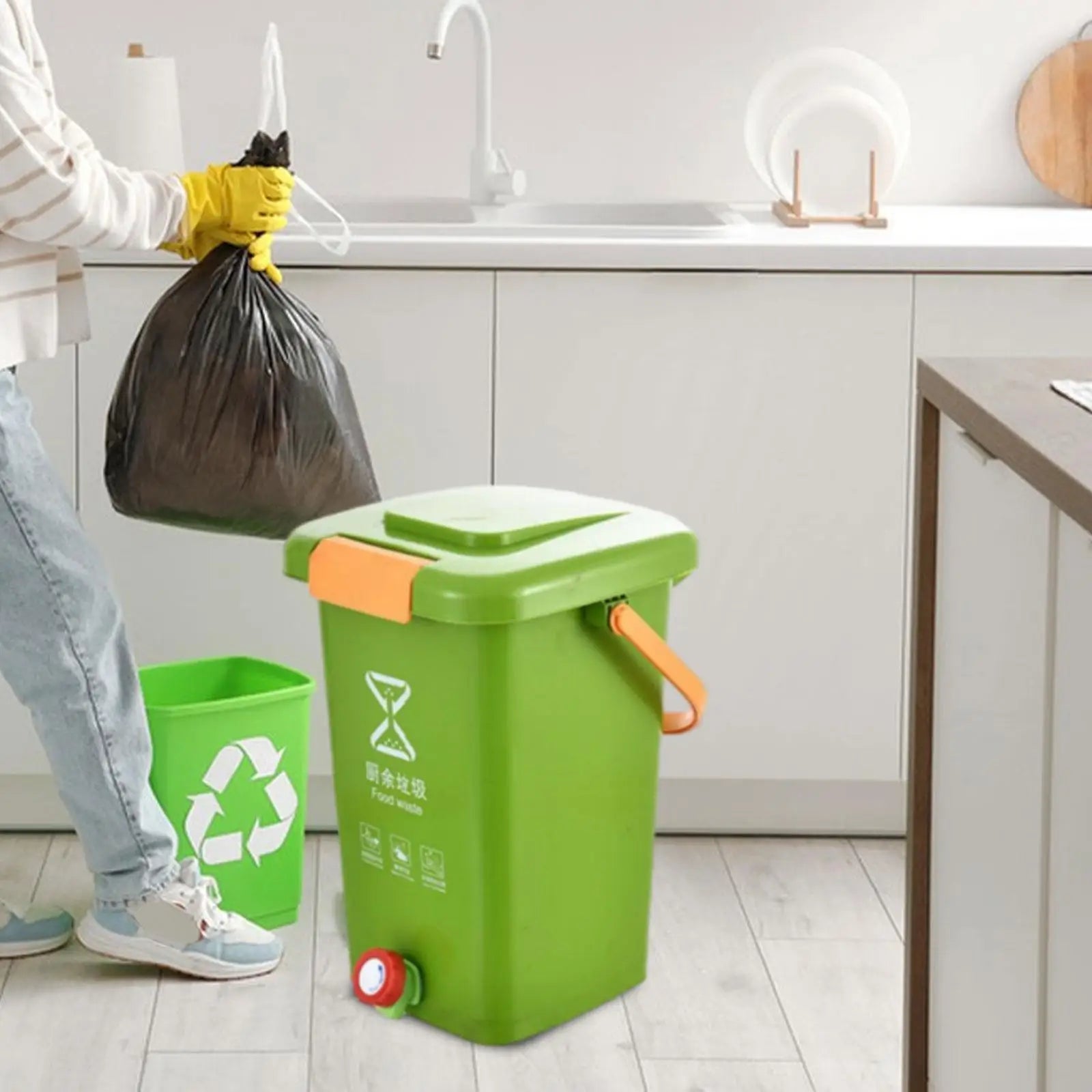Kitchen Compost Bucket Waste Bin Wide Diameter Thickened Stylish Garbage Can Counter Compost Bin for Kitchen Countertop Home
