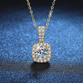 Luxury 100% Real 18k Gold  Women's Diamond Pendant Necklace Square D Moissanite Necklace