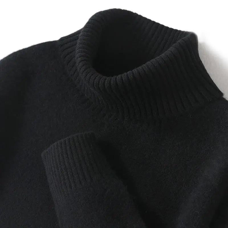 High-neck Men's 100% Pure Cashmere Sweater Autumn Winter Thick and Loose Knitted High-end Base Layer Men's All-cashmere Sweater