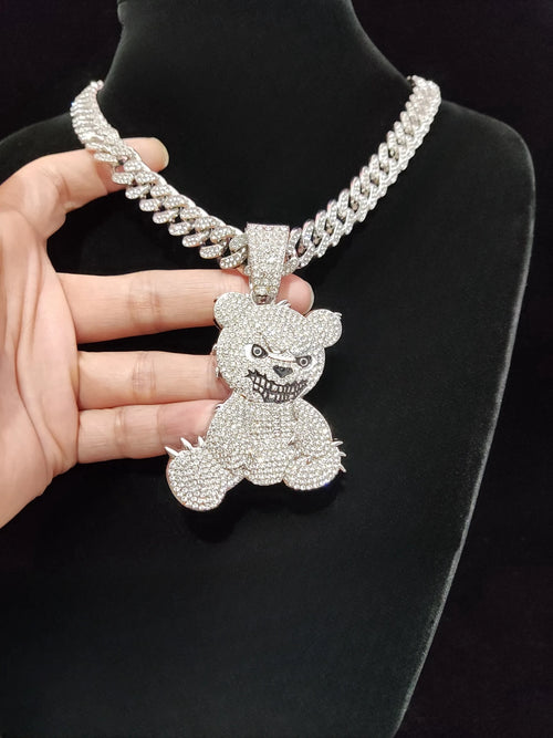 2024 New Arrived Hip Hop Bear Shape Pendants Necklace Men Women Chain Iced Out Bling Bling Necklaces HipHop Jewelry Fashion Gift