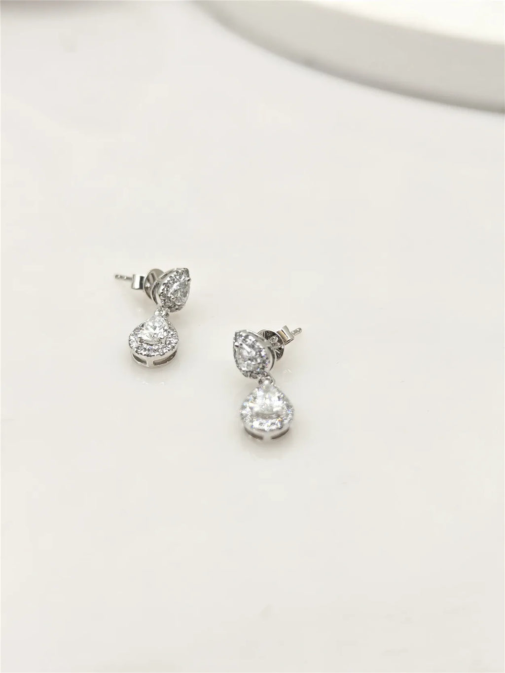 14K Gold Lab-Grown Diamond Two-Stone Drop Earrings, Pear-Cut 0.5CT Diamond Earrings, Fine Jewelry Customization Wholesale