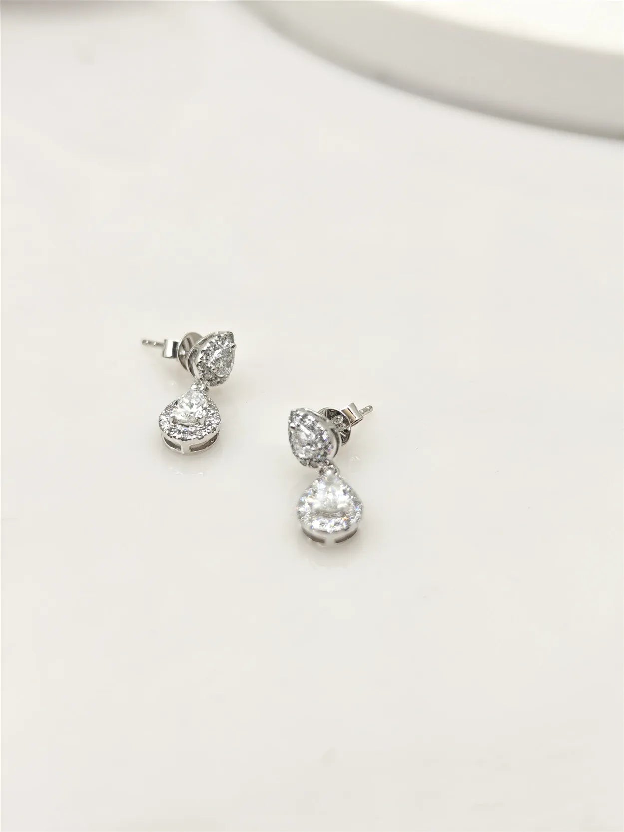 14K Gold Lab-Grown Diamond Two-Stone Drop Earrings, Pear-Cut 0.5CT Diamond Earrings, Fine Jewelry Customization Wholesale