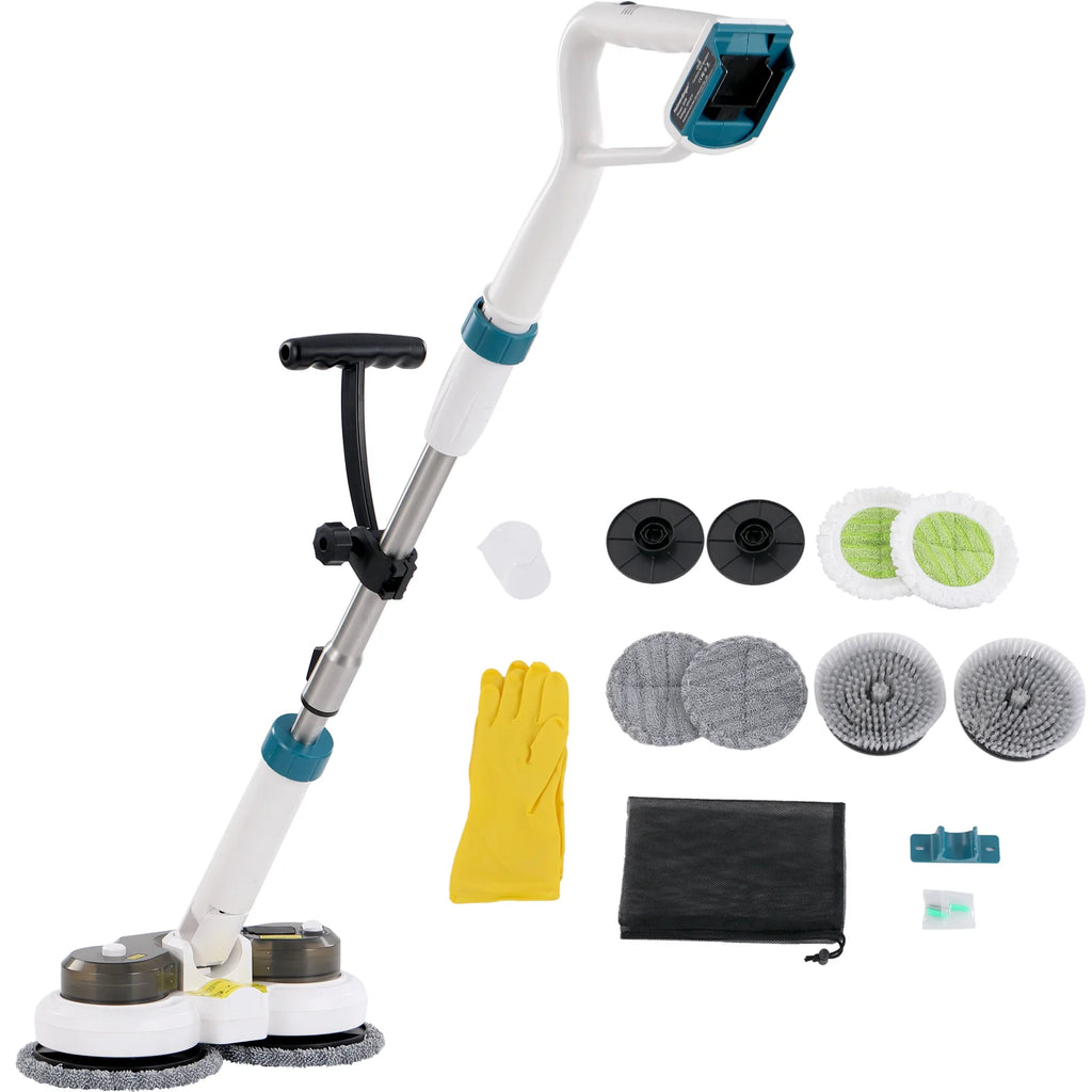 Cordless Electric Power Scrubber & Mops for Floor Cleaning, Automatic Spin Mops with Smart Display and LED light, No battery