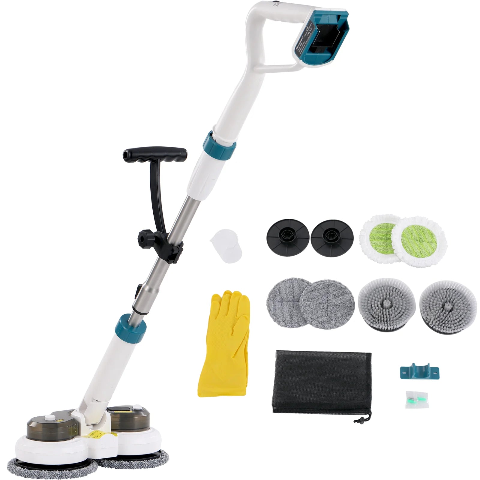 Cordless Electric Power Scrubber & Mops for Floor Cleaning, Automatic Spin Mops with Smart Display and LED light, No battery
