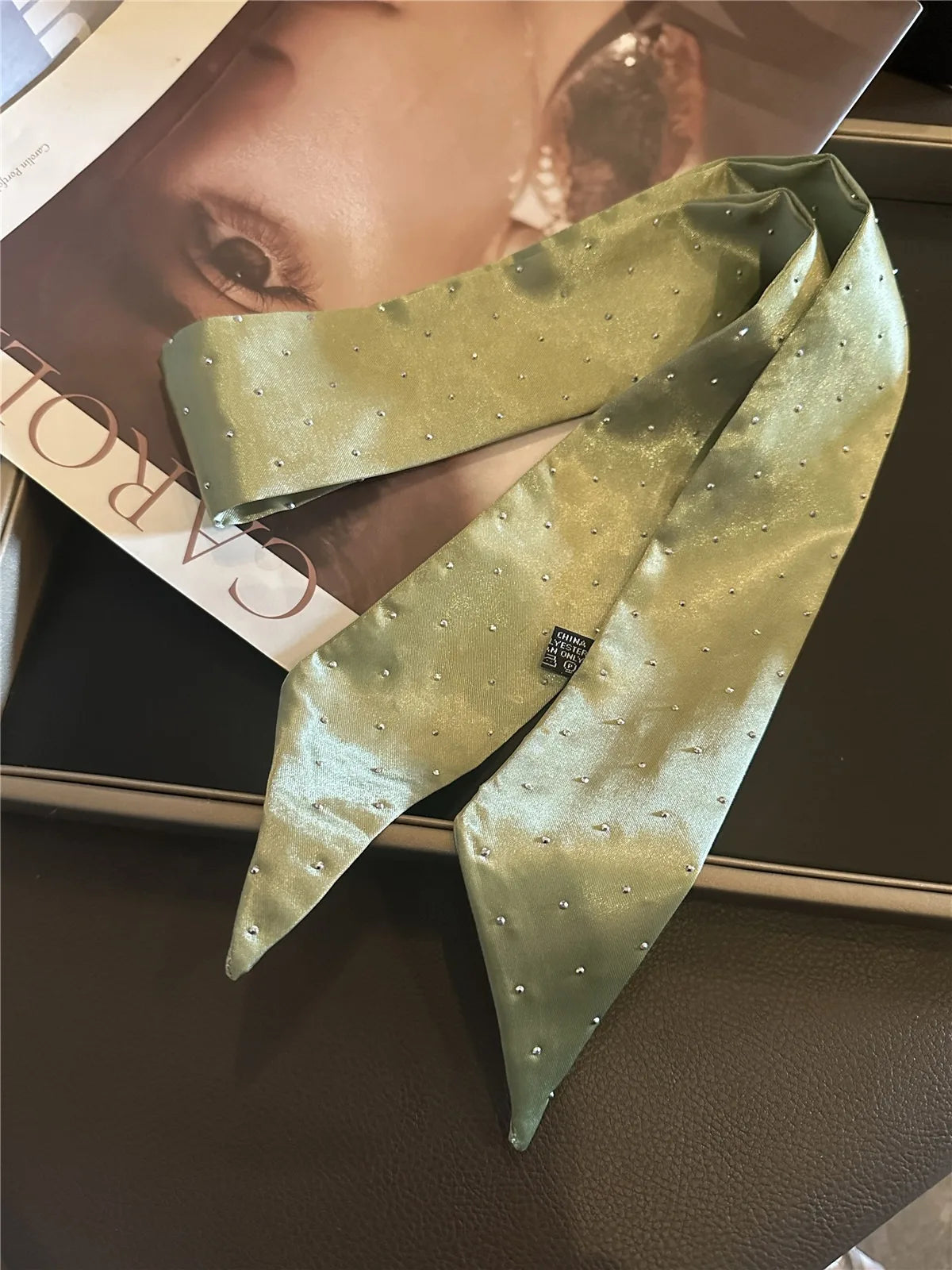 Solid Color Silk Scarf Headband French Elegant Long Strip Hair Tie Streamer Premium Sense Tie Headband Scarf