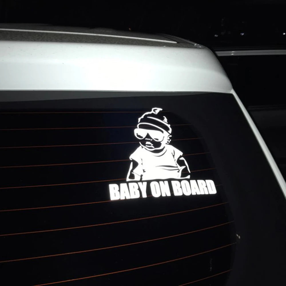 Kids Baby On Board Decals Car Reflective Motorcycle Decal Scratch Resistant Sunscreen Baby On Board Waterproof Car Stickers