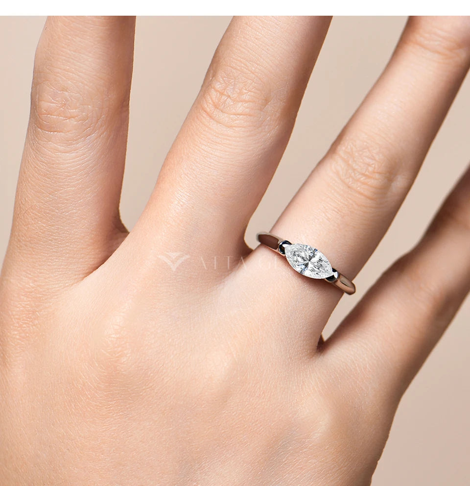 CHARMING Luxury Pure 10K 14K 18K Gold Moissanite Ring Lab Diamond Marquise Cut for Men Women Engagement Party Fine Jewelry Gifts