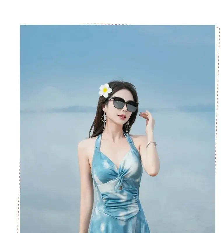 New Swimsuit Women One-piece Boxer-angle Conservative Slim Belly Covering Sexy Pure Desire Hot Spring Plus Size Swimsuit Women