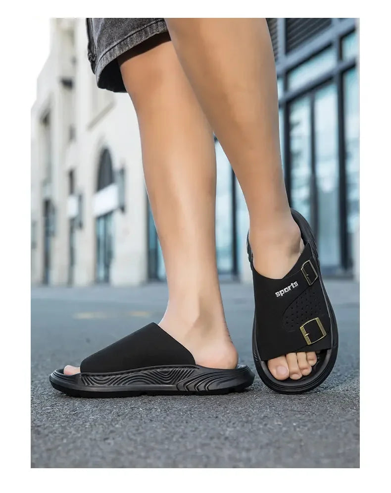 New Business Style Sandals For Men Handmade One Strap Slides Casual Outdoor Beach Walking Comfortable Non-Slip Footwear