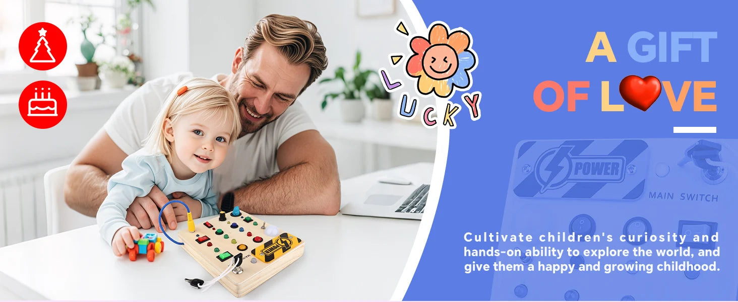Montessori Busy Board With Switch Control Wooden Toddler Toys Sensory Travel Activities Toys For Kids Puzzle Early Learning Toys