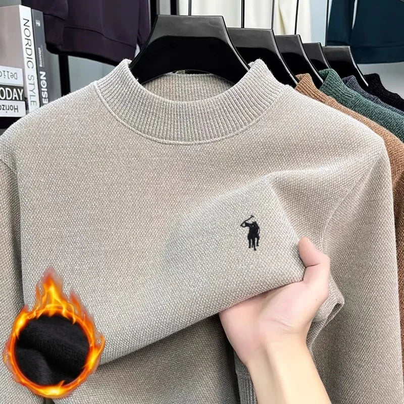 2025 autumn and winter comfortable high-end men sweater fashion brand embroidery business casual versatile warm long sleeved top
