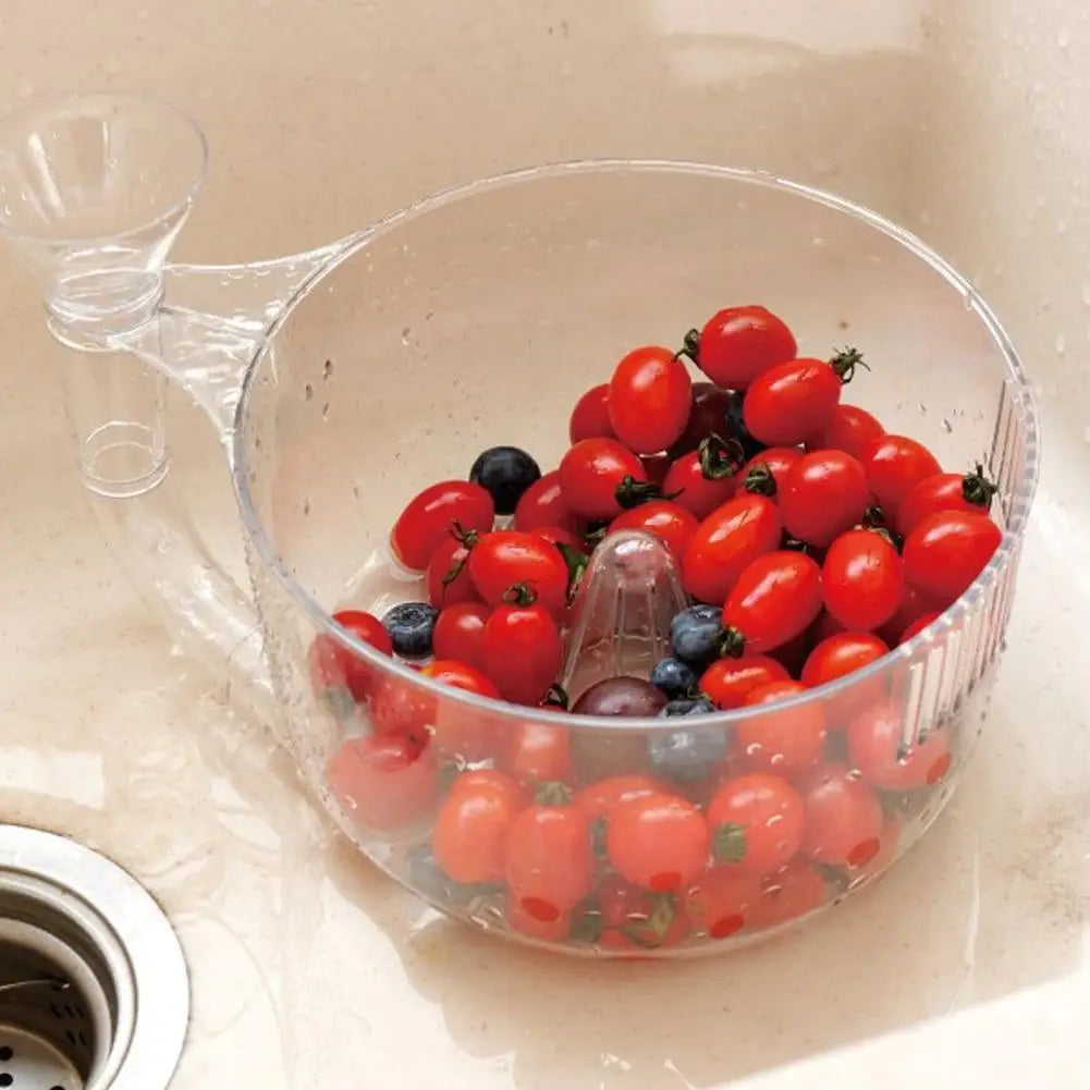 Automatic Washer Bowl Portable Fruit Cleaner With Strainer Fast Draining Kitchen Colander Rinser Fruit Wash Basket Berries Wash