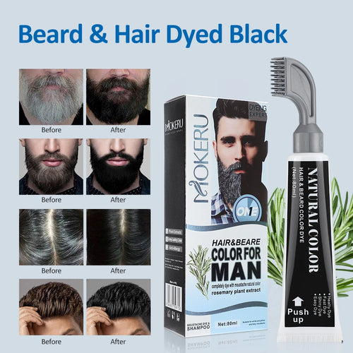 1Sets 3 Minutes Black Beard Dye Cream With Comb 80ml Rosemary Natural Black Beard Dye Shampoo Pure Instant Hair Dye Cream
