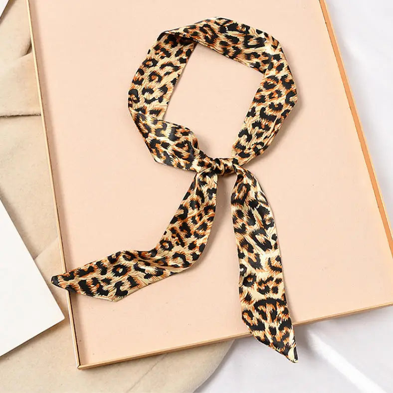 Skinny Silk Scarf Hair Strip Silk Ribbon Small Neck Scarves Bag Handle Ribbon Scarf Kerchief Ladies Ribbon Hair Band Small Scarf