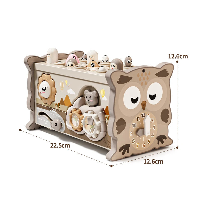 Children Montessori Toy Sensory Magnetic Educational Fishing Owl Busy Board Mole Game Number Xylophone for 3 Year Toddlers Gifts